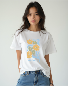Boho Flower T-Shirt - Baby Blue Bohemian Charm - Image 6
