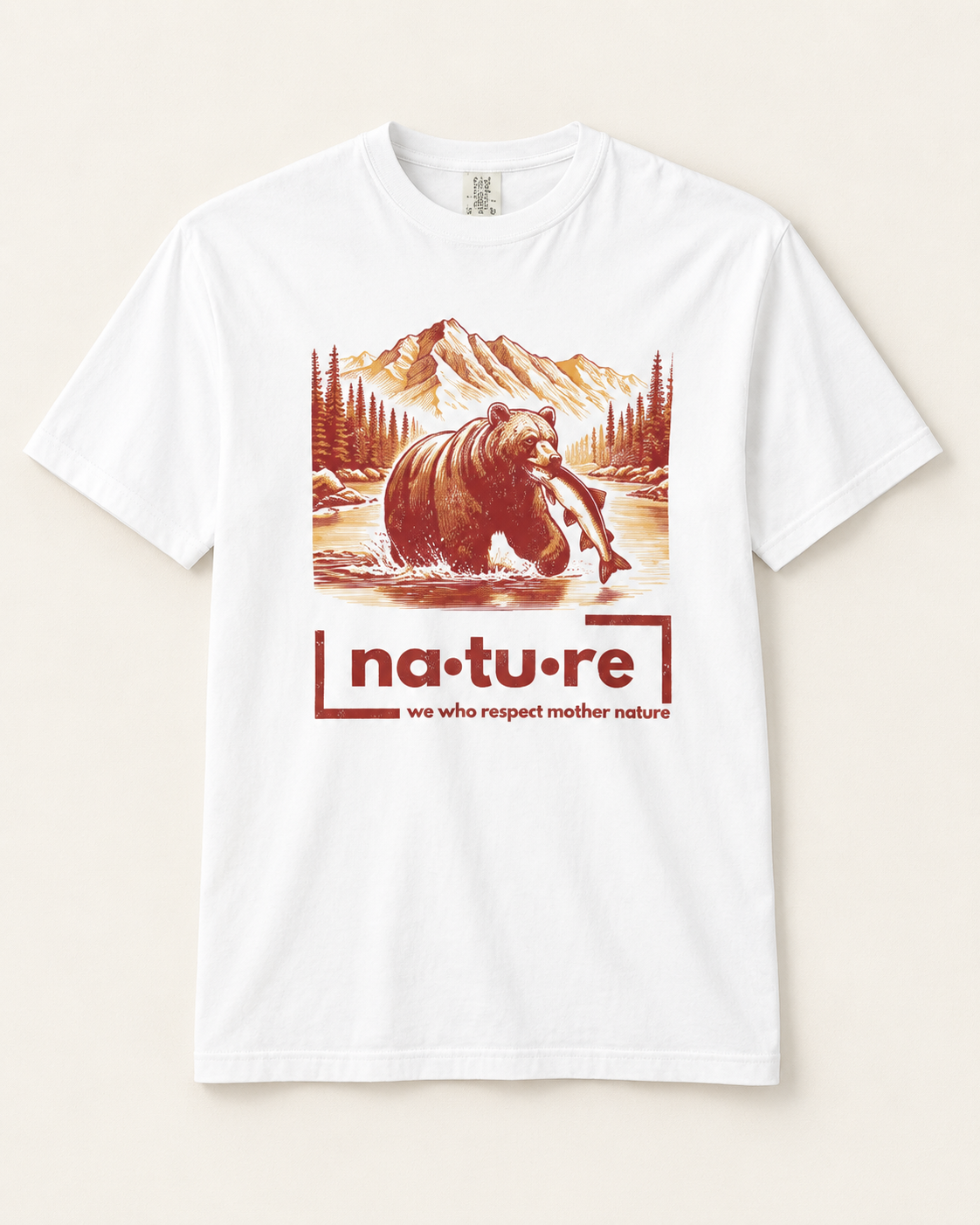 Stay wild bear shirt, white, front view — Nature Wear Brand