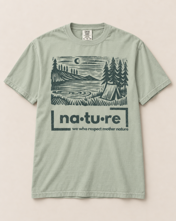 Camp lake shirt, sage, front view — Nature Wear Brand