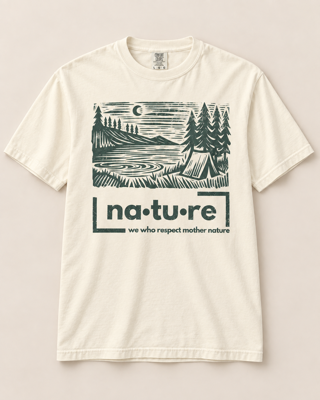 Camp lake shirt, ivory, front view — Nature Wear Brand