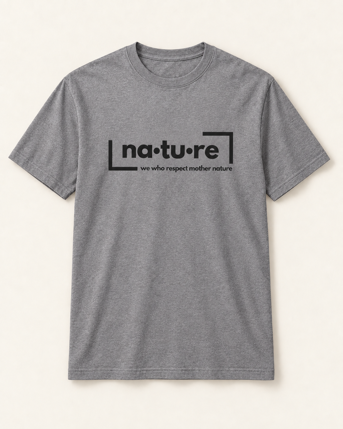 Nature slogan tee, grey, front view — Nature Wear Brand