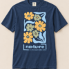 Boho flower shirt, navy, front view — Nature Wear Brand