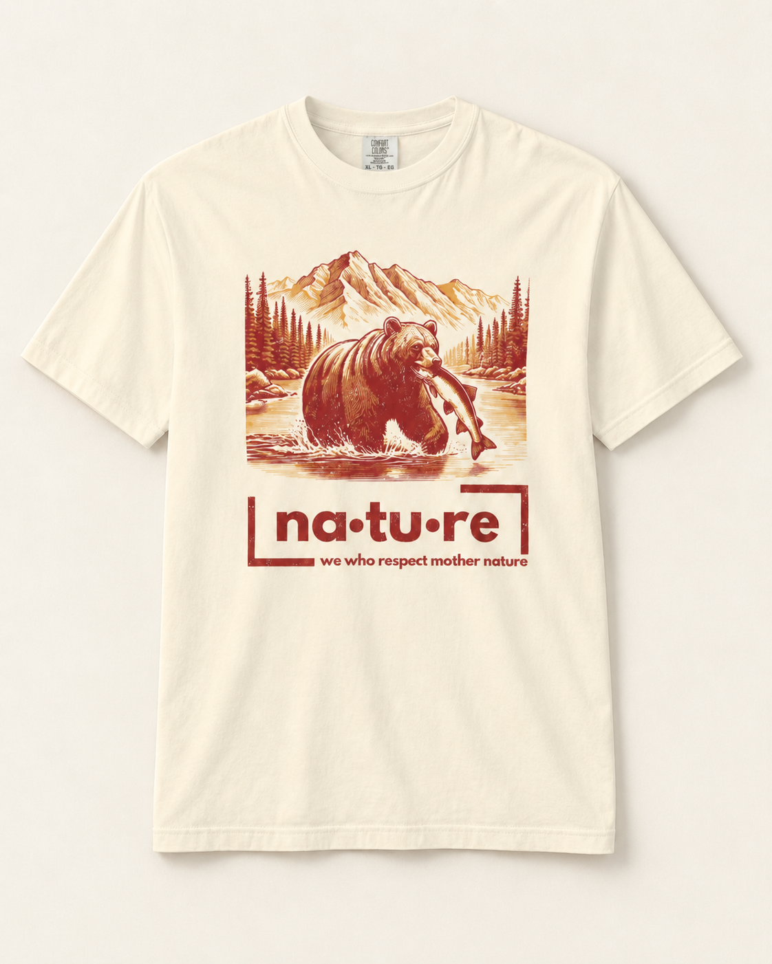 Stay wild bear shirt, ivory, front view — Nature Wear Brand
