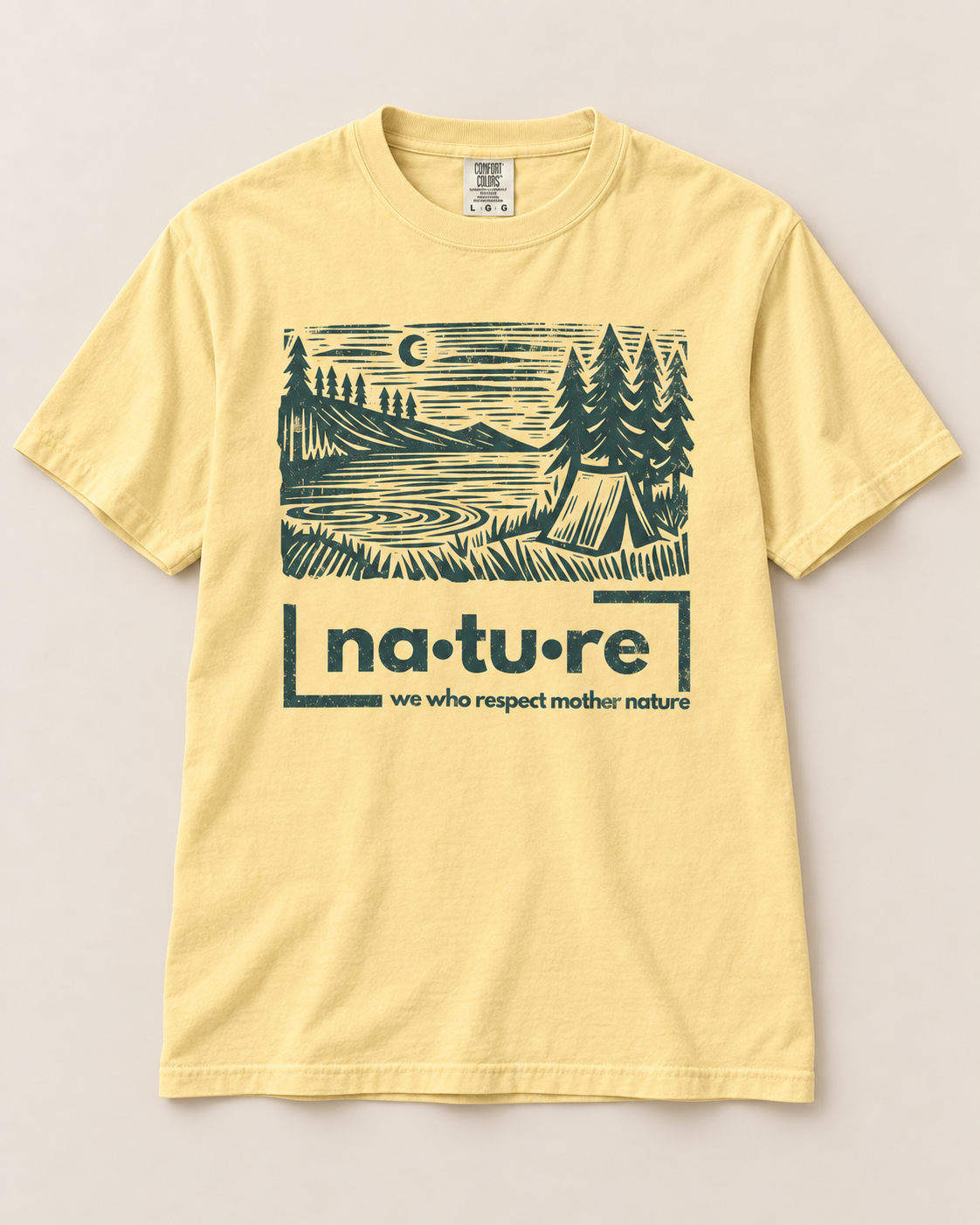 Camp lake shirt, butter, front view — Nature Wear Brand