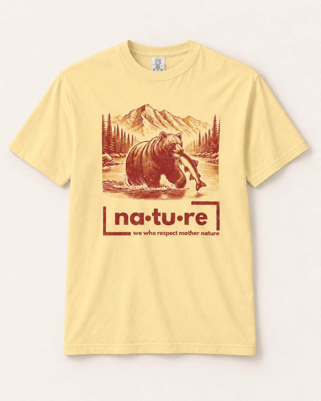 Stay wild bear shirt, butter, front view — Nature Wear Brand