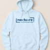 Nature lover hoodie, sky blue with blue print, front — Nature Wear Brand