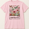 Butterfly garden shirt, pink, front view — Nature Wear Brand