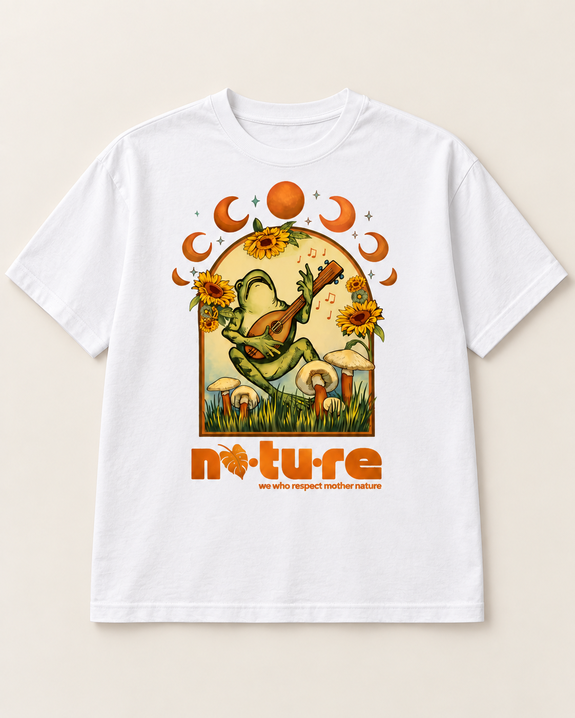 Lunar Groove Frog graphic tee, white, back print — Nature Wear Brand