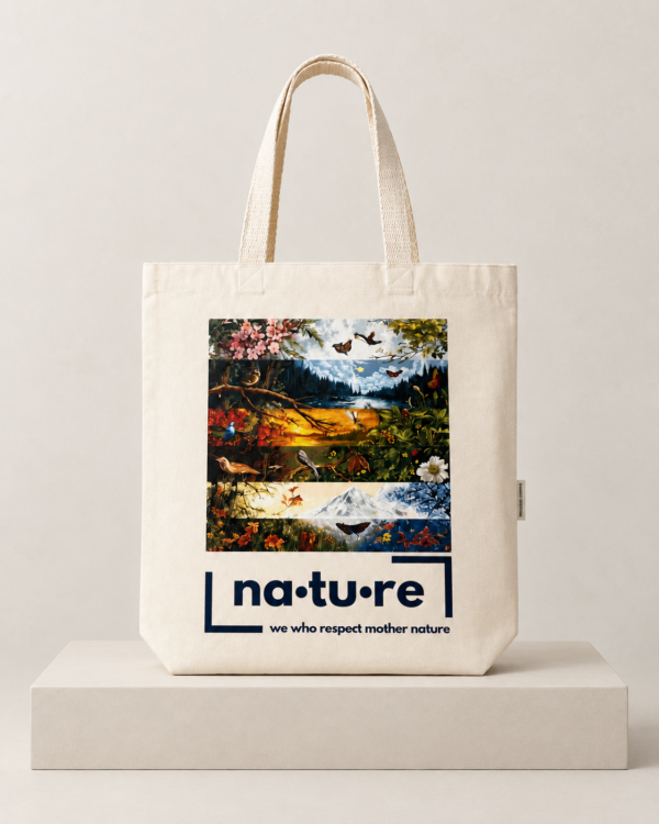 Four Seasons double-sided organic cotton tote bag, natural canvas — Nature Wear Brand