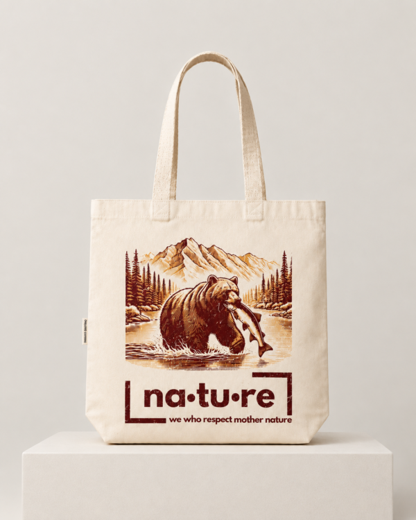 Bear & Salmon Double-Sided Organic Tote | Nature Wear Brand