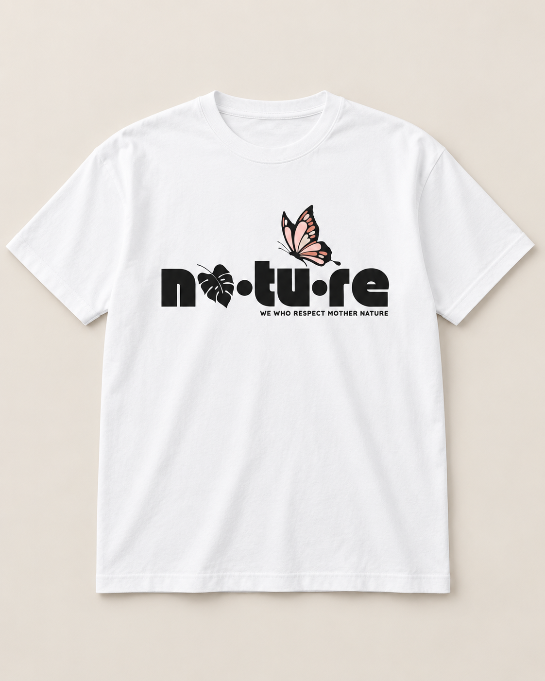 Butterfly graphic tee, white, front view — Nature Wear Brand