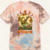Lunar Groove Frog tie-dye graphic tee, coral sunset wash, front — Nature Wear Brand
