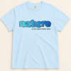 Nature bubble logo tee, light blue with blue fade print, front — Nature Wear Brand