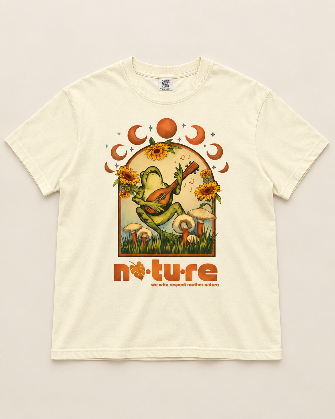 Lunar Groove Frog graphic tee, butter, front print — Nature Wear Brand