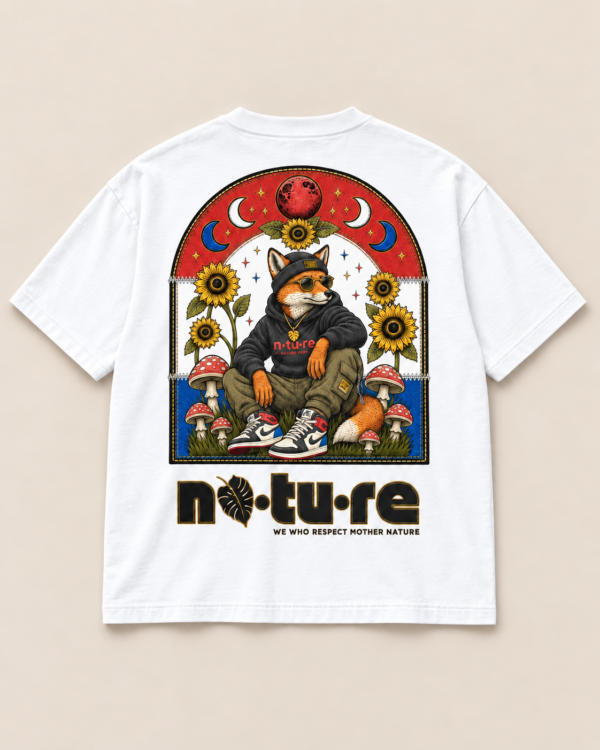 Street Fox back print tee, white — Nature Wear Brand