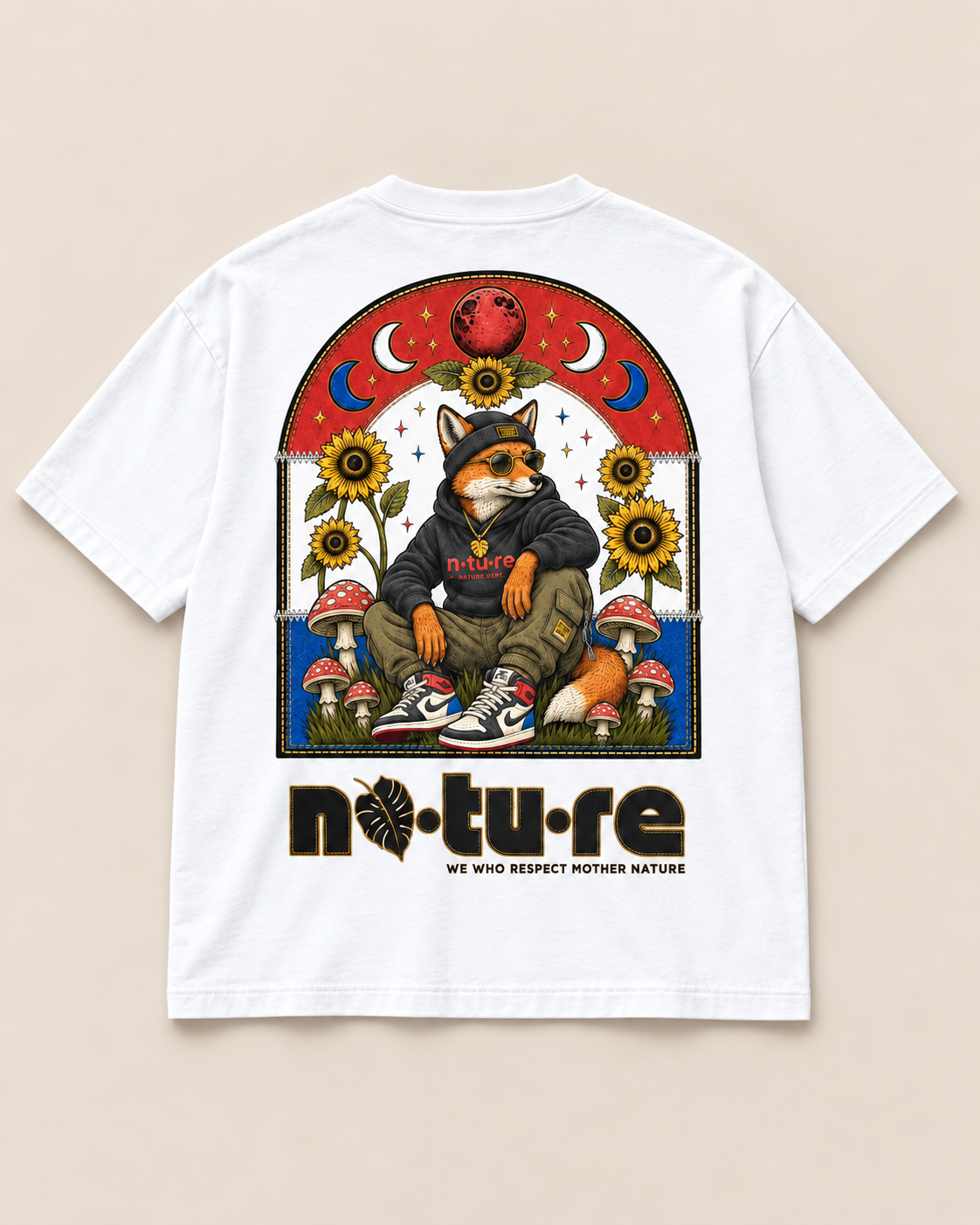 Street Fox back print tee, white — Nature Wear Brand