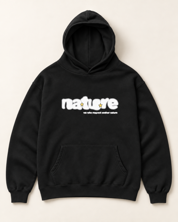 Nature bubble logo hoodie, black, front — Nature Wear Brand