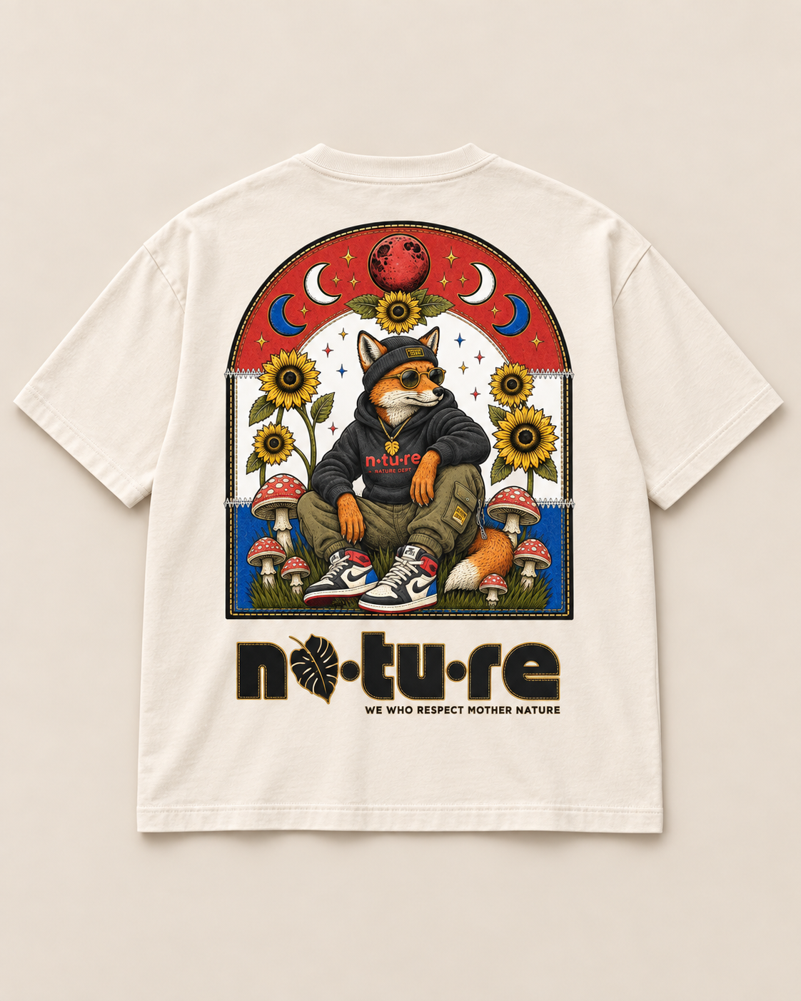 Street Fox back print tee, ivory — Nature Wear Brand
