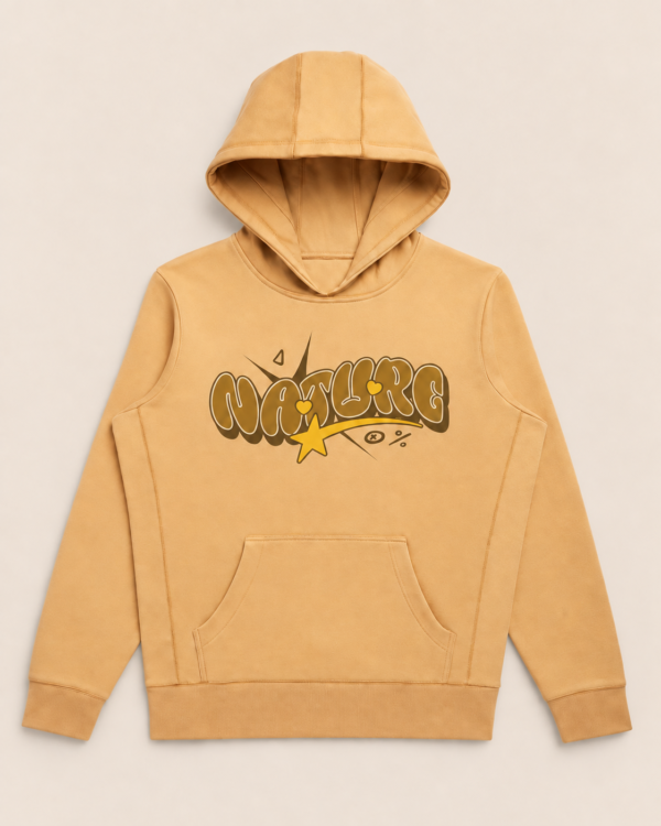 Graffiti Nature Bubble Letter Hoodie, camel, front - Nature Wear Brand