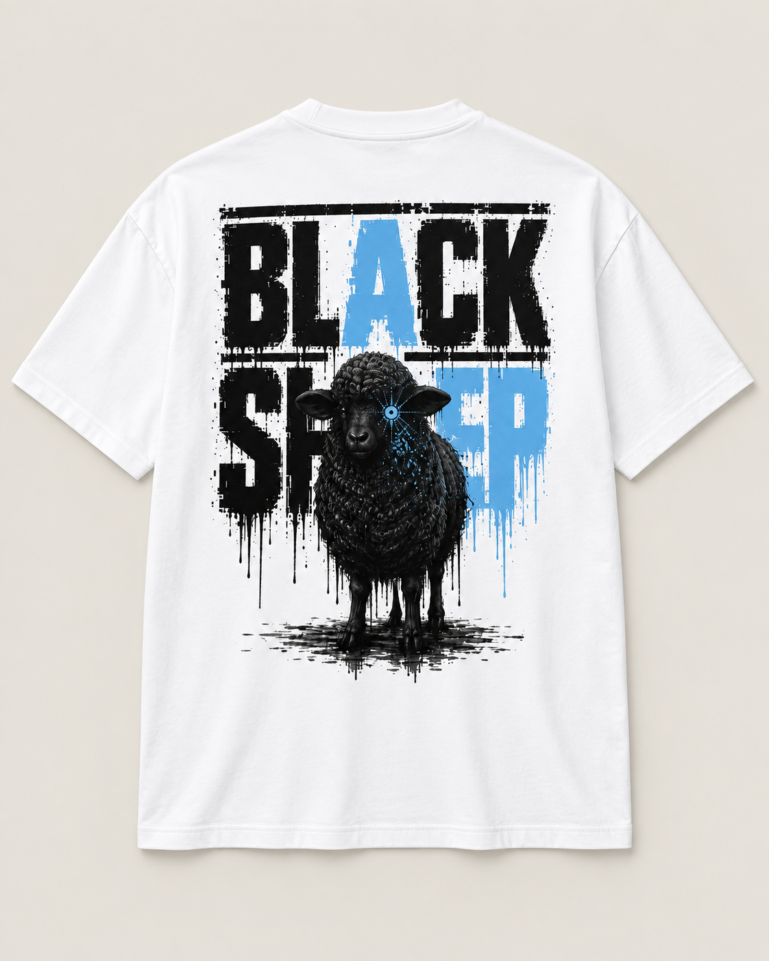 Black Sheep tee, white, back graphic — Nature Wear Brand