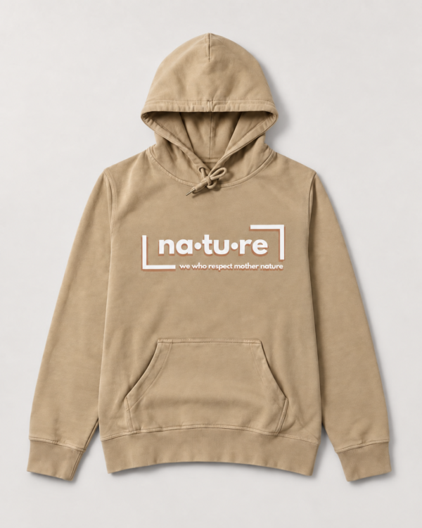 Nature Box Shadow Logo French Terry Hoodie – Tan | Nature Wear Brand