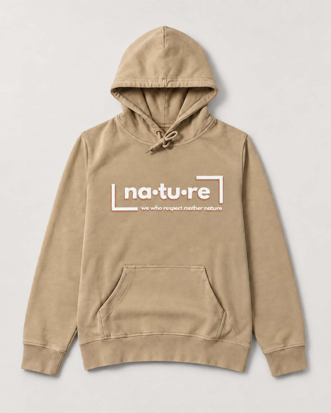 Nature Box Shadow Logo French Terry Hoodie – Tan | Nature Wear Brand