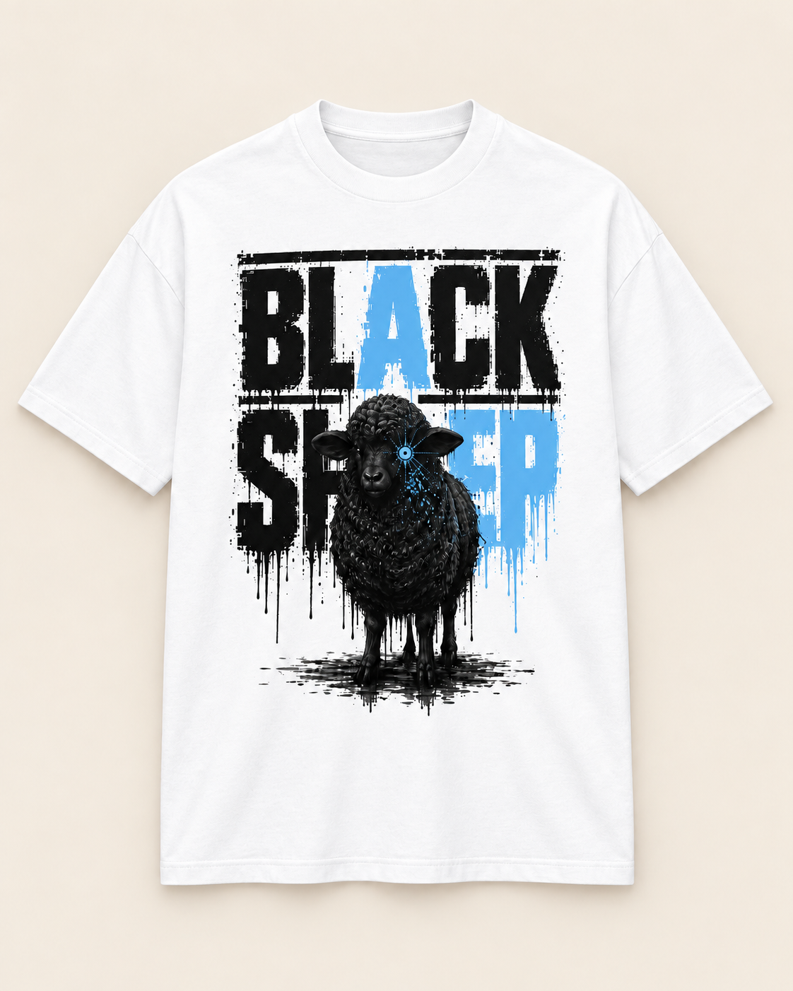 Black Sheep tee, white, front graphic — Nature Wear Brand
